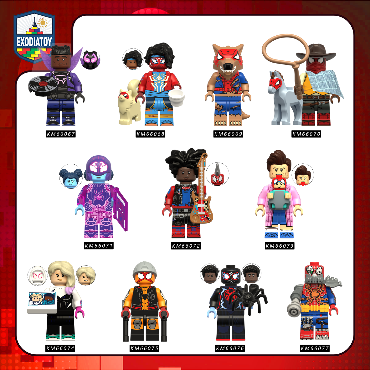 Minifigure Siêu anh hùng Vũ Trụ Người Nhện Across the Spider-Verse -KM66067-KM66077