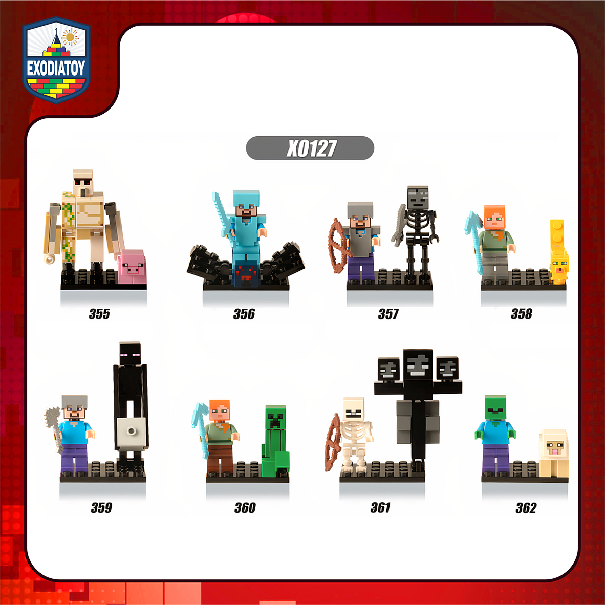 Xếp hình Minifigure Người chơi và Sinh vật thù địch trò chơi Minecraft - XINH X0127