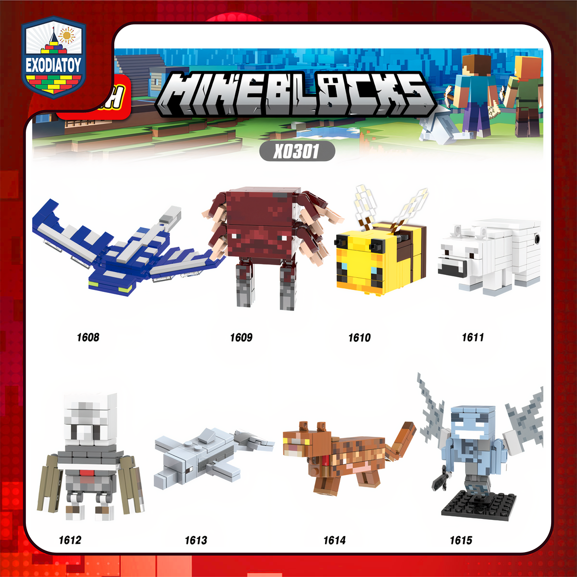 Minifigure Minecraft các sinh vật thù địch và thân thiện - XINH X0301