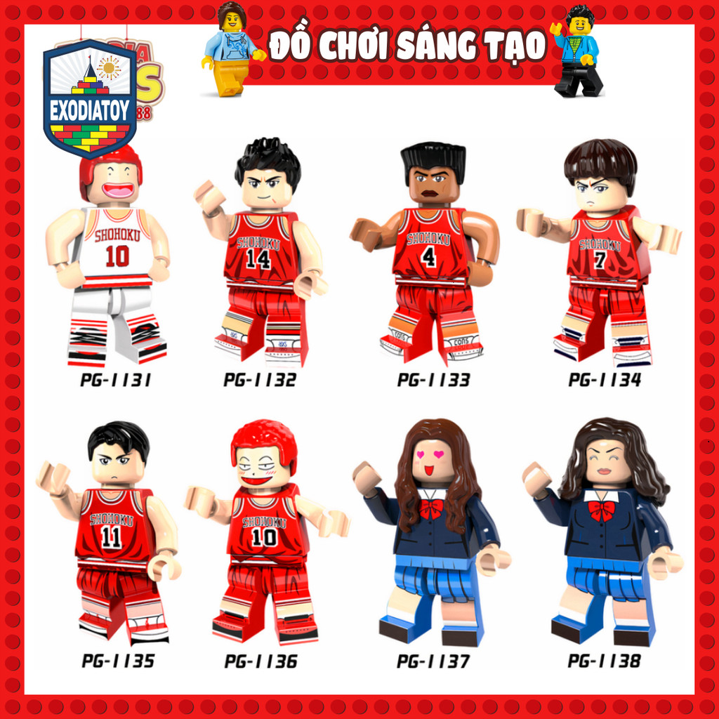 Mô hình Minifigure Nhân vật  Slam Dunk Cao Thủ Bóng Rổ đội Shohoku - Đồ chơi lắp ghép sáng tạo - POGO PG8092