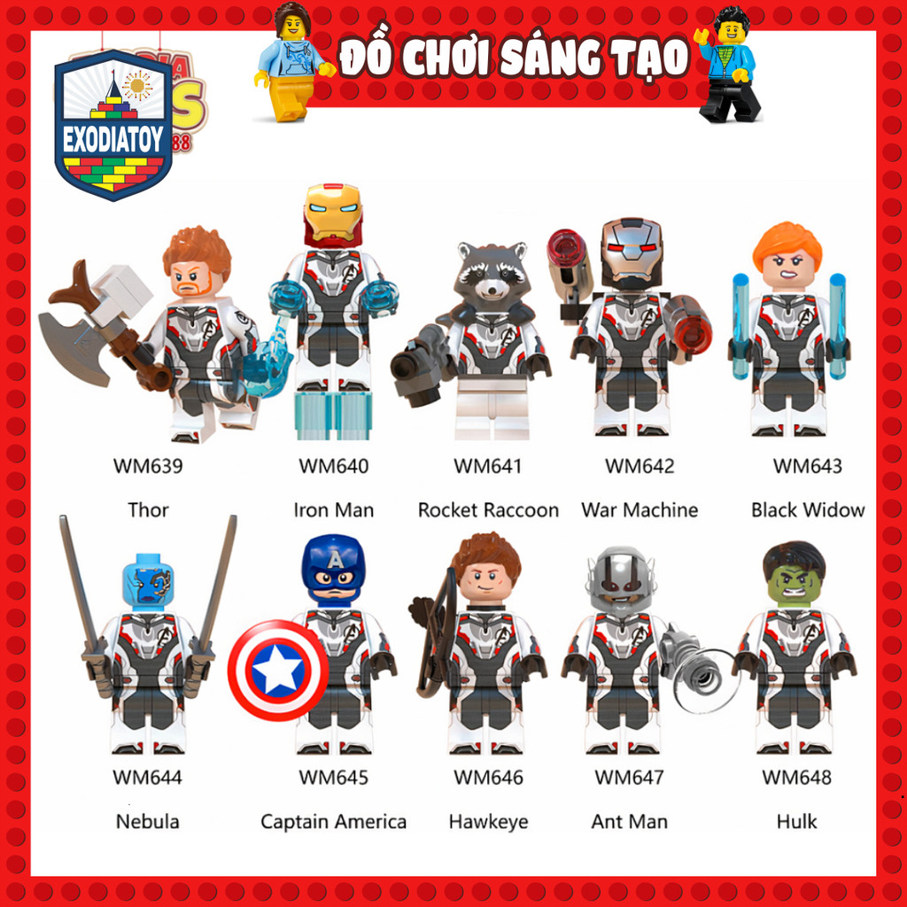 Mô hình Minifigure Marvel Biệt đội siêu anh hùng Avengers Endgame - Đồ Chơi Lắp Ghép Sáng Tạo - WM6054