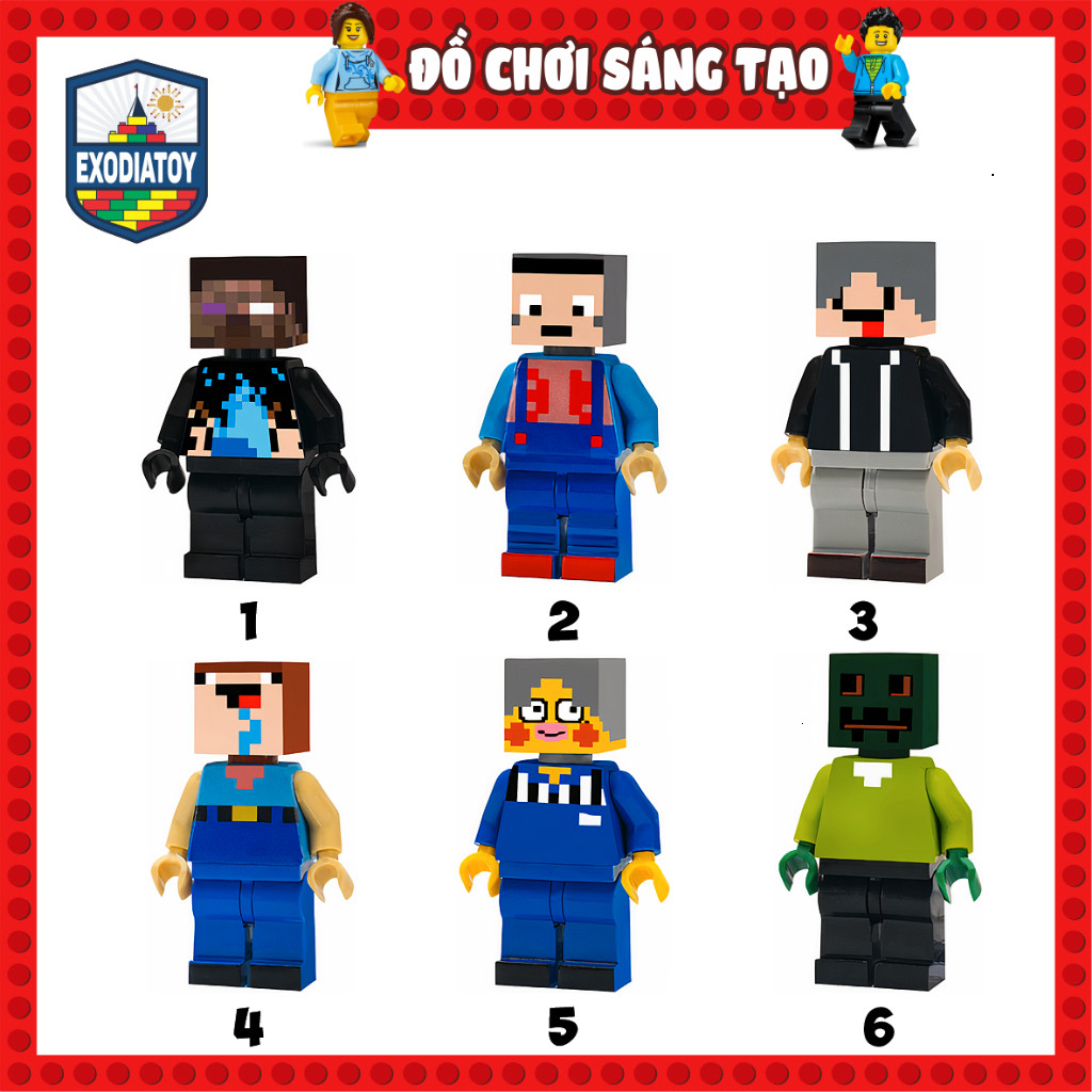 Mô hình Minifigure Trang phục Nhân vật Newbie trong Minecraft - Đồ Chơi Sáng Tạo - MOC Minecraft