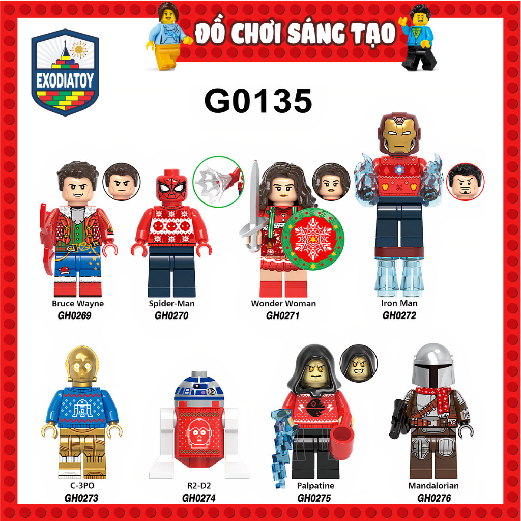 Mô hình nhỏ Nhân vật siêu anh hùng hoá trang dịp Giáng Sinh - Đồ Chơi Sáng Tạo - XINH G0135