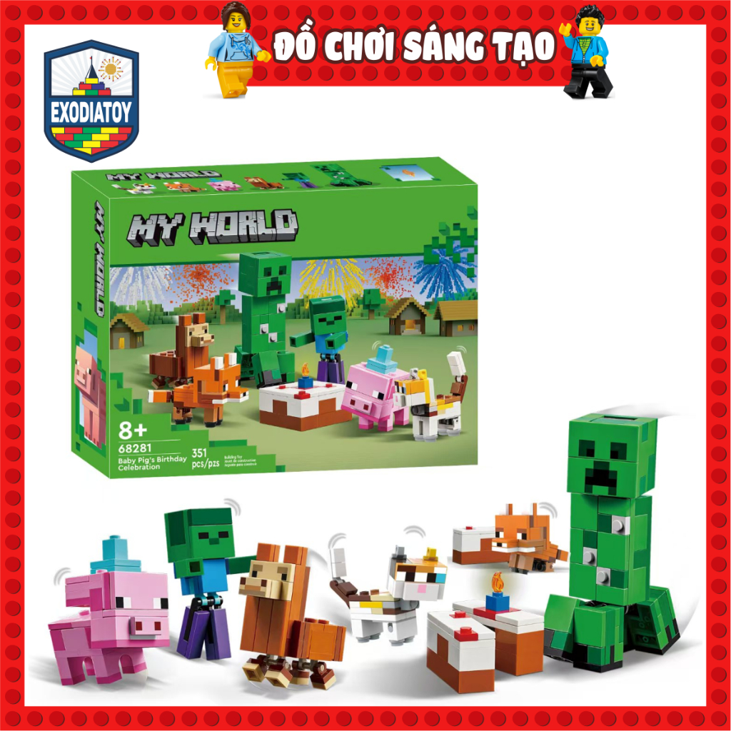 Mô hình My World Bữa Tiệc Sinh Nhật Của Baby Pig Birthday Celebration - Đồ Chơi Sáng Tạo - LELE BROTHER 68281