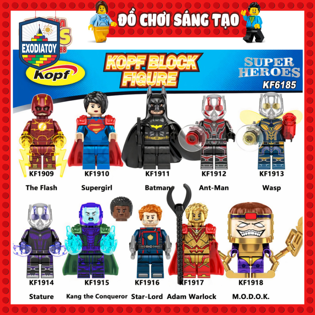 Mô hình Minifigure Nhân vật siêu anh hùng trong The Flash 2023, Guadian Of The Galaxy 3 và Ant-Man 3 - KOPF KF6185