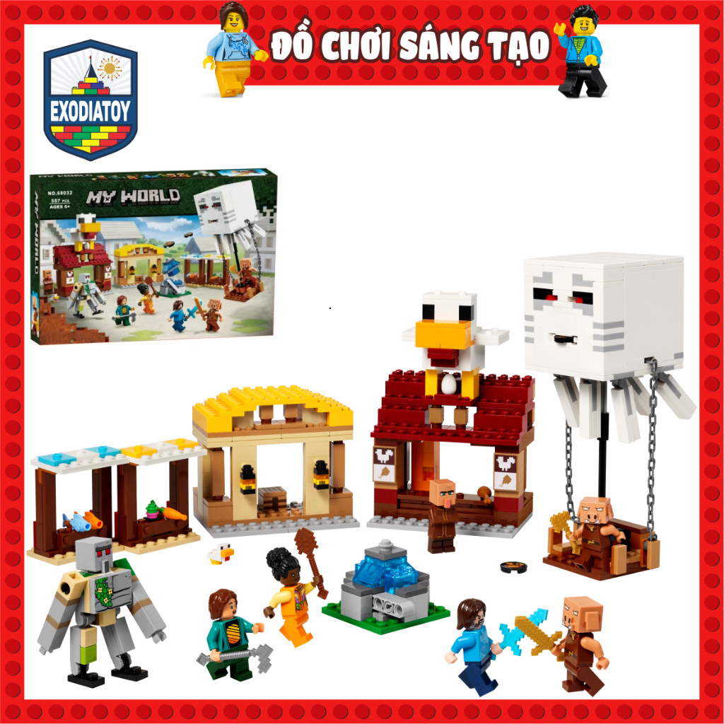 Mô hình đồ chơi My World Cuộc tấn công ngôi làng bằng khinh khí cầu - Đồ Chơi Lắp Ghép Sáng Tạo - LELE BROTHERS 68032