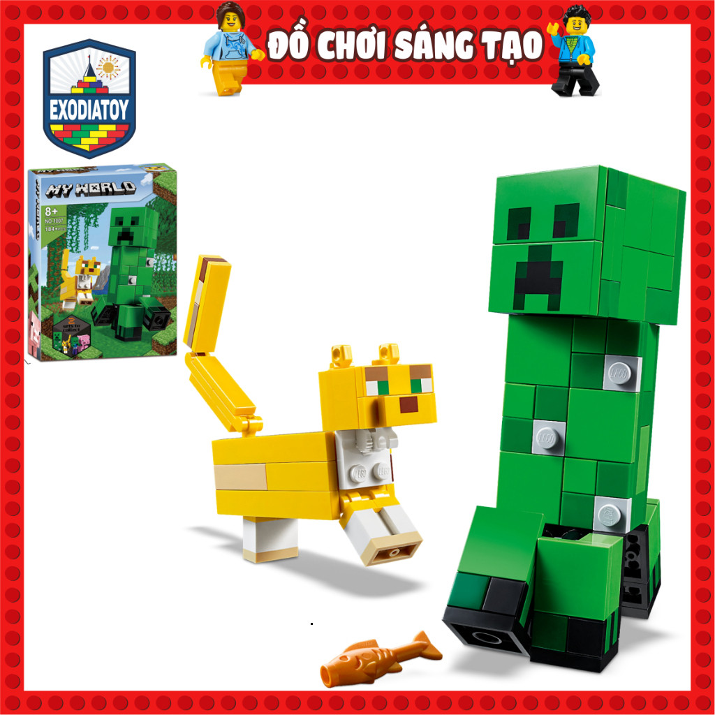 Mô hình Minecraft BigFig Creeper and Ocelot - Đồ Chơi Lắp Ghép Sáng Tạo - NO.1007