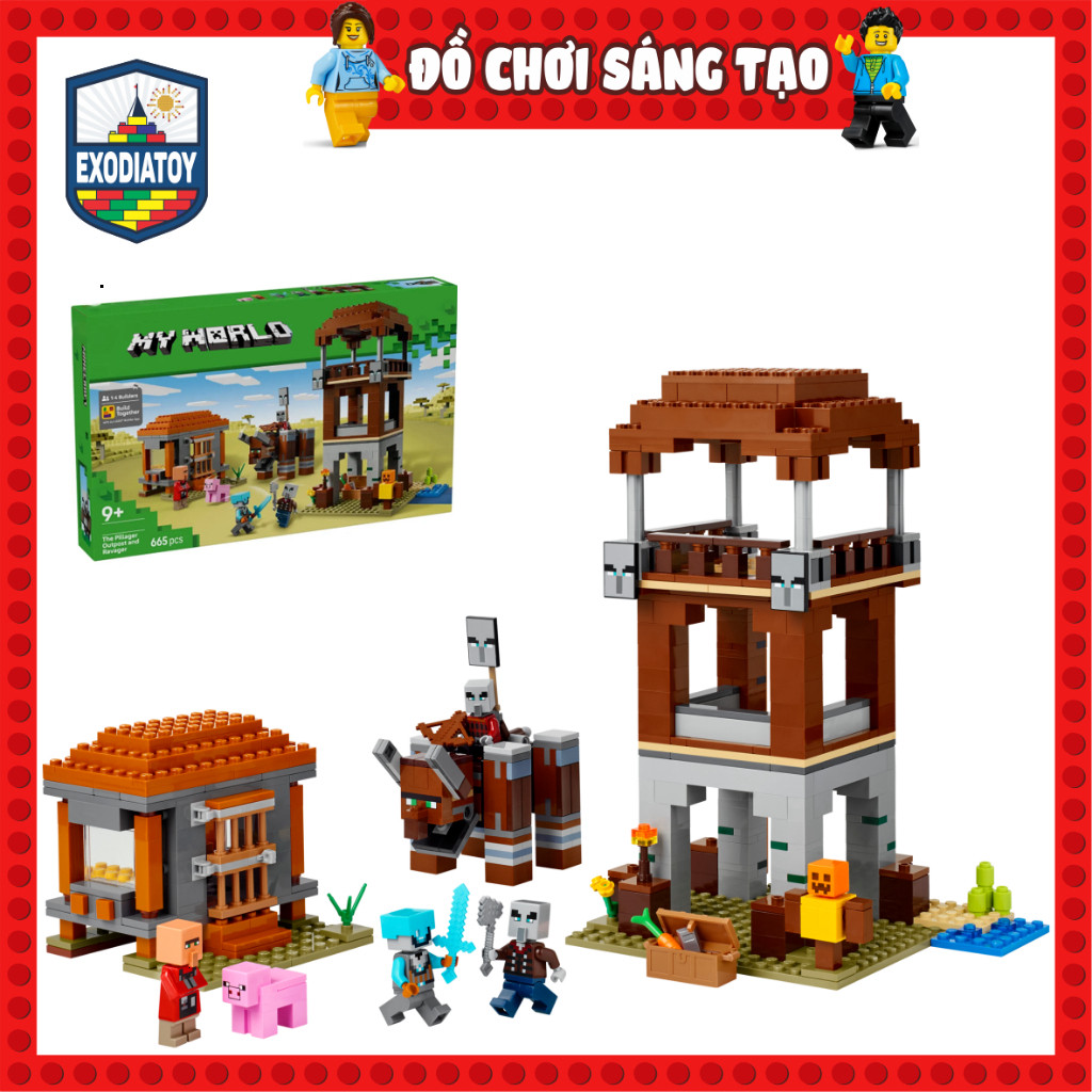 Mô hình My World Trạm Canh Gác Của Illager Và Ravager - Đồ Chơi Sáng Tạo - LELE BROTHER 31008