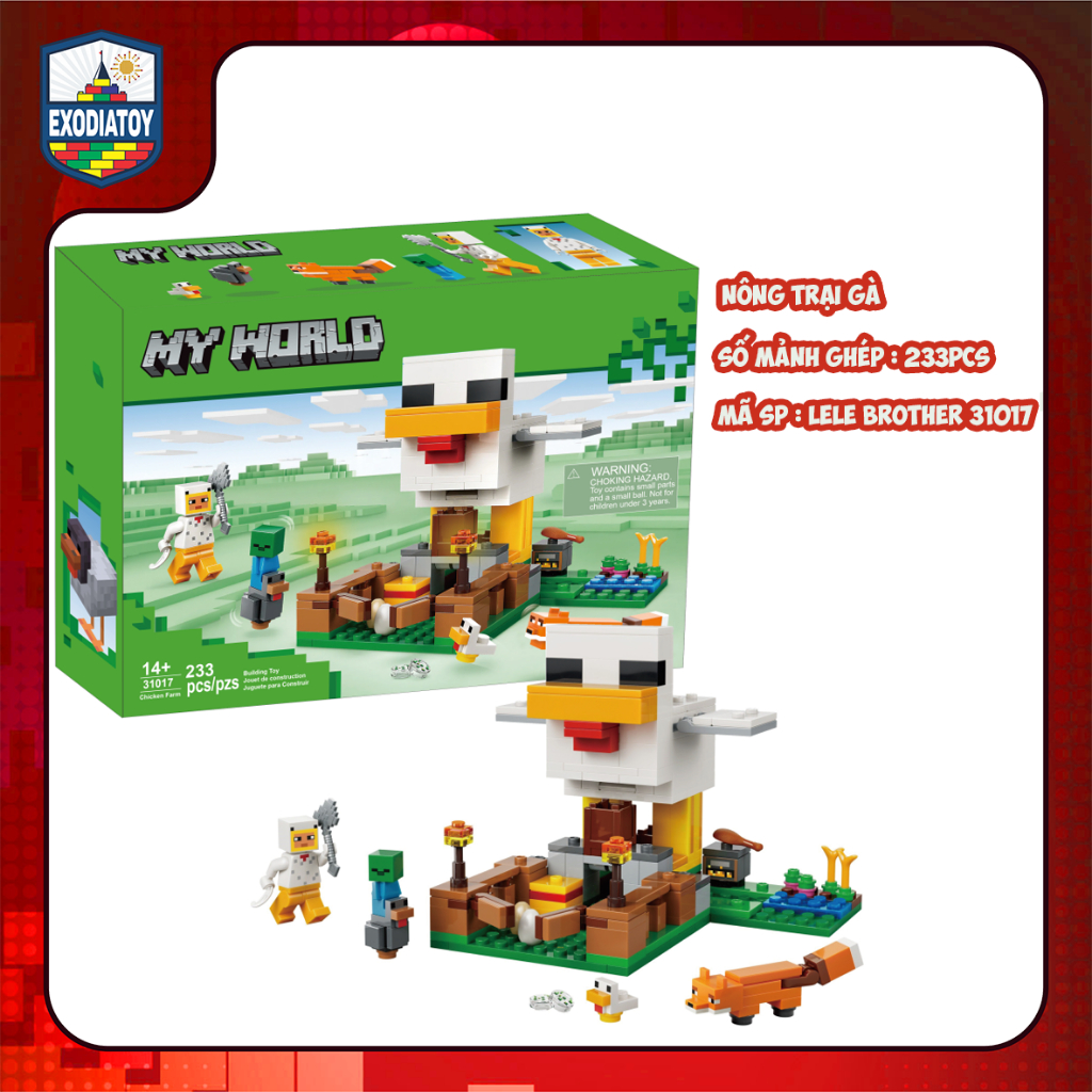 Mô hình trò chơi phiêu lưu Thế Giới Mở My World Nông Trại Gà - LELE BROTHER 31017