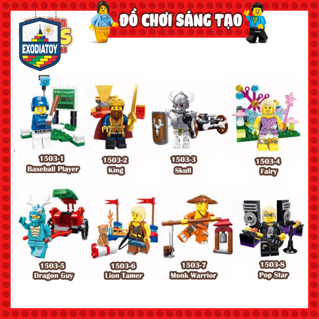 Mô hình nhỏ Nhân vật Rồng Xanh, Bóng Chày, Rapper, Thầy Tu - Đồ Chơi Sáng Tạo - Enlighten 1503A