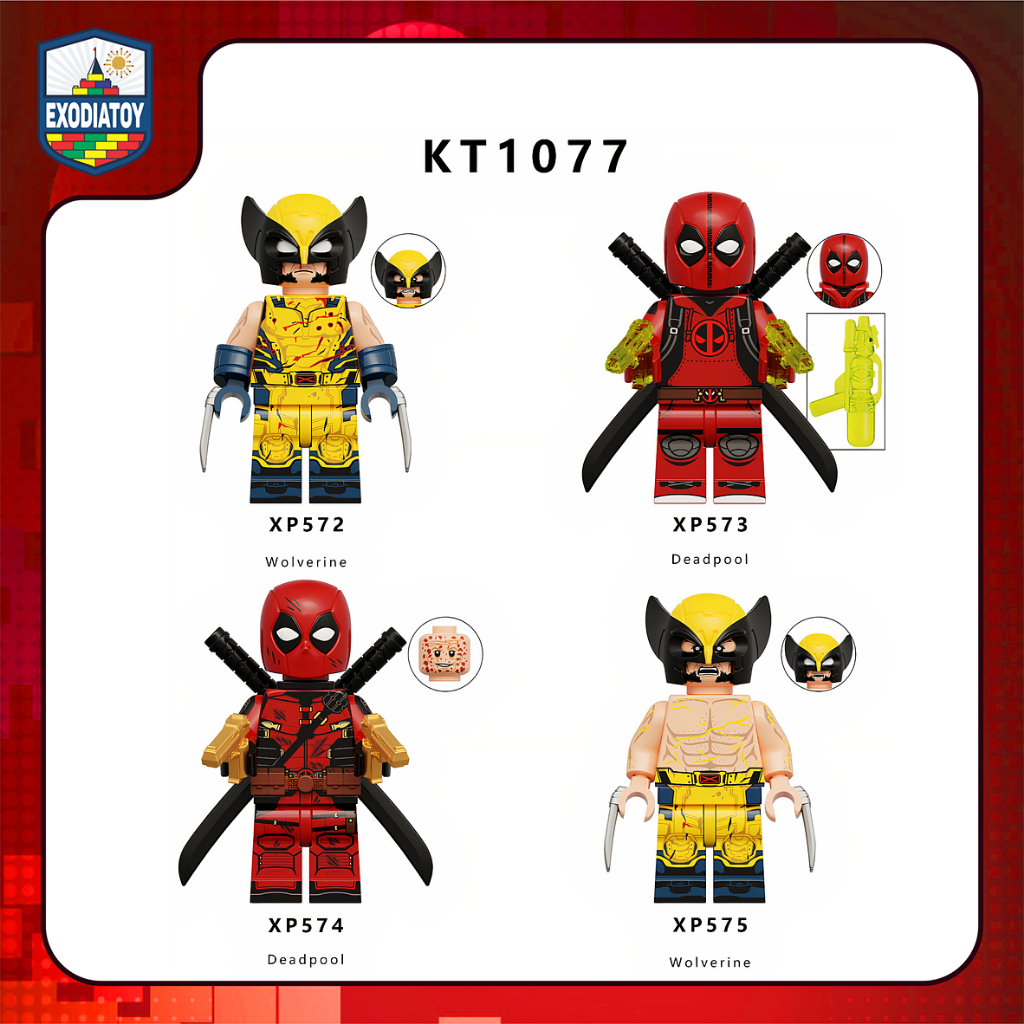 Mô hình nhỏ Nhân vật Marvel Siêu anh hùng Deadpool và Wolverine - KORUIT KT1077